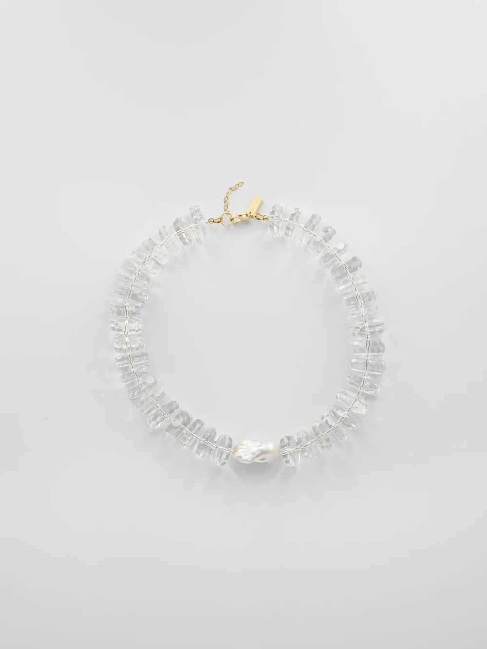 Crystal quartz and pearl necklace